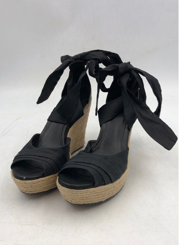 UGG Women&#39;s Luciana 1002916 Black Wedge Espadrille Sandals - Size 8