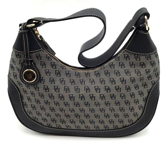 Dooney & Bourke Black\Grey 'Monogram Top Zip' Hobo Bag (+COA)