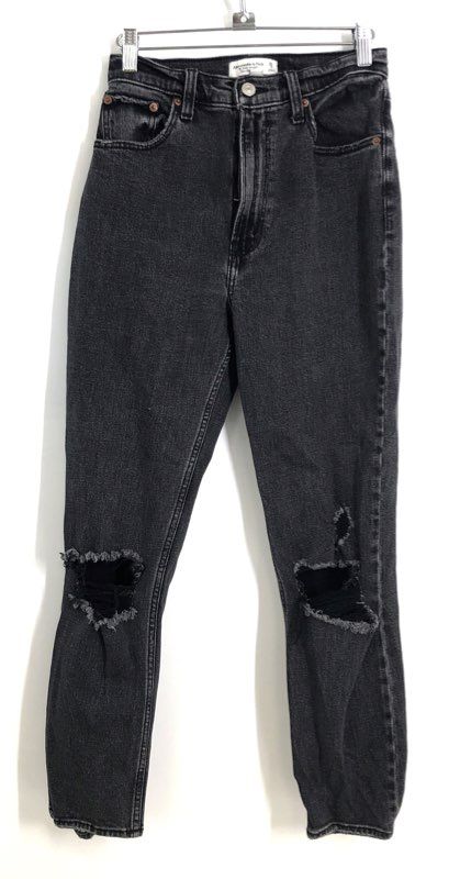Abercrombie & Fitch Women's Curve Love Ankle Straight Distressed Jeans 26 2L