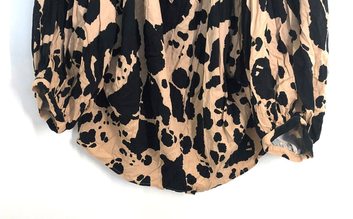 Corey Lynn Calter Women's Black Motif Abstract Animal Print Blouse Sz M NWT