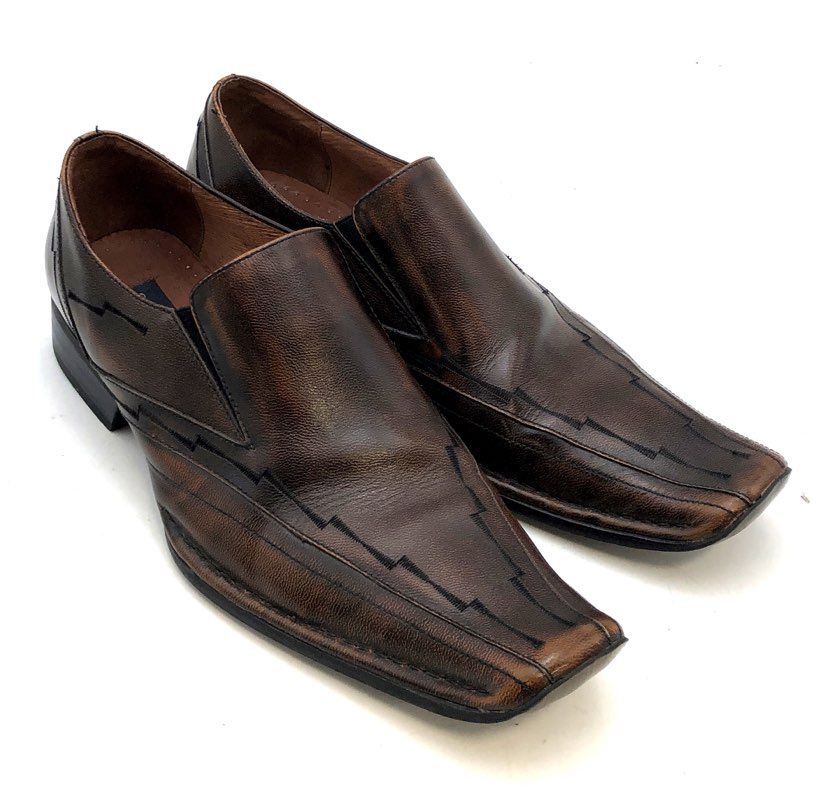 Giorgio Brutini Brown Burnished Leather Square Toe Slip On Loafers Size 11 M