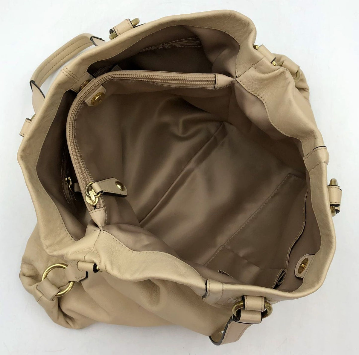 Coach F19243 'Ashley' Beige Leather Shoulder Bag with Gold-Tone Hardware (+COA)