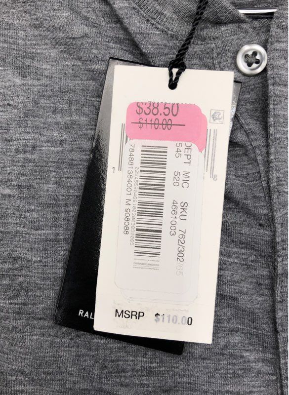 RLX Ralph Lauren Men's Gray Long Sleeve Performance Henley Shirt Sz M NWT