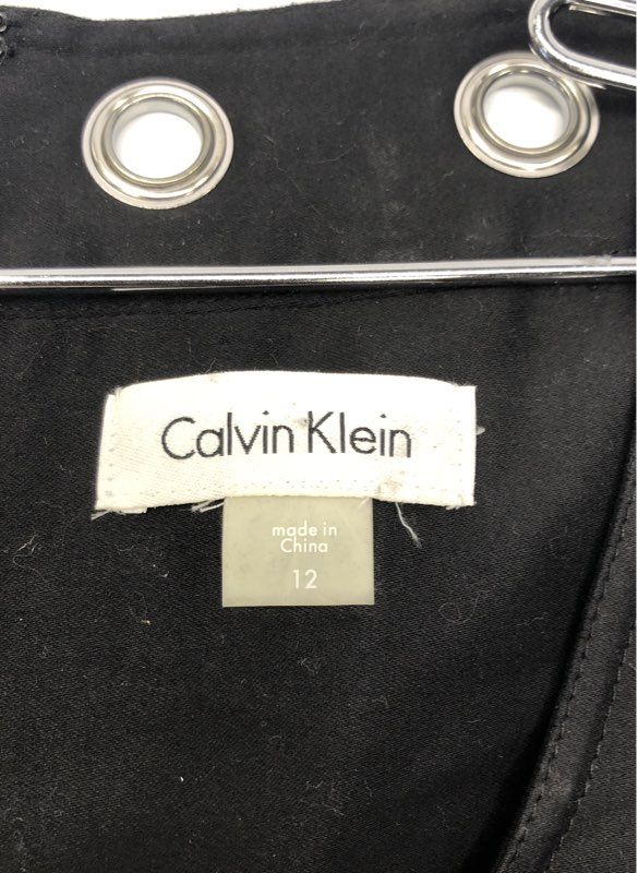 Calvin Klein Women's Black Grommet Eyelet Pleated Fit & Flare Dress NWT Sz 12