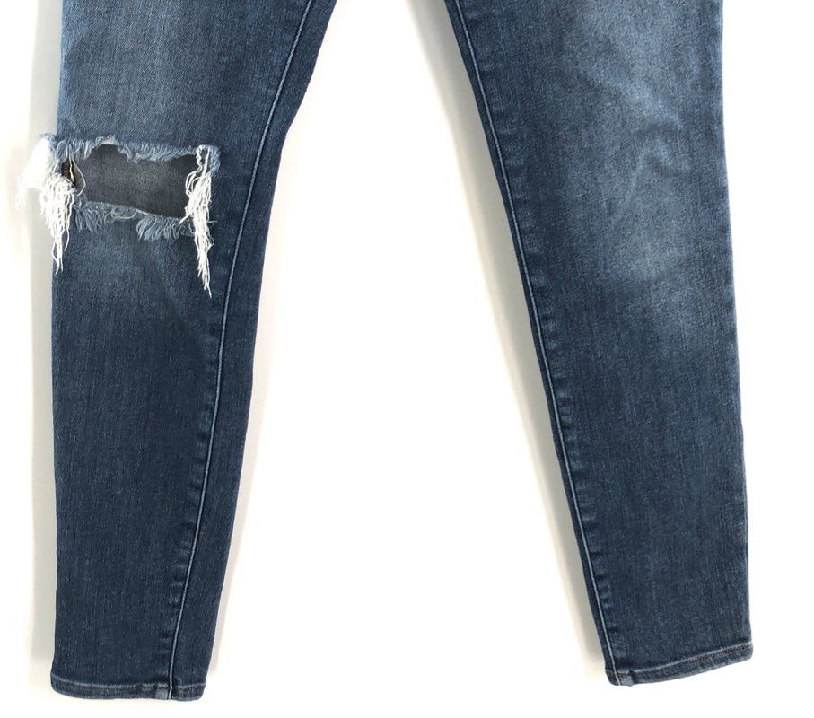 FRAME Women's Le High Skinny Saxon Jeans Blue Distressed Ripped High Rise Sz 28