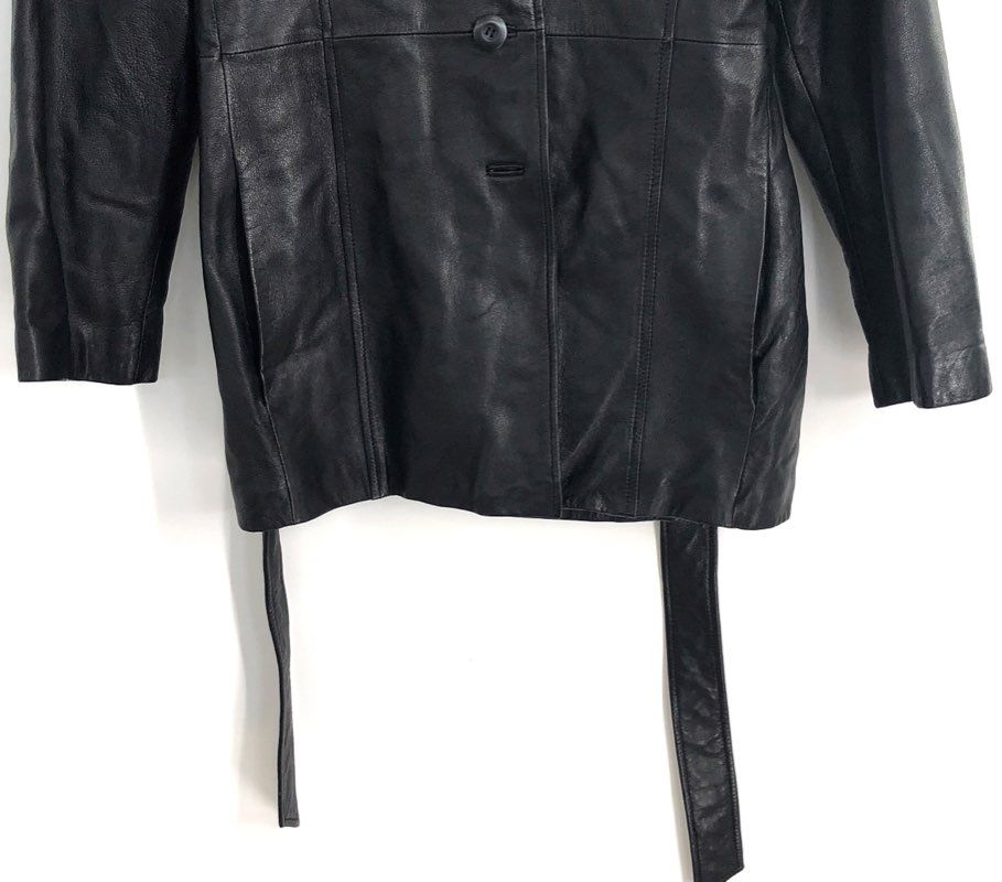 Vintage Y2K Pelle Studio Women's Black Leather Belted Thinsulate Jacket Sz XL
