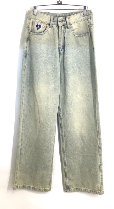 Elfric Eden Men's Light Sand Wash Blue Wide Leg Relaxed Streetwear Jeans Sz 28