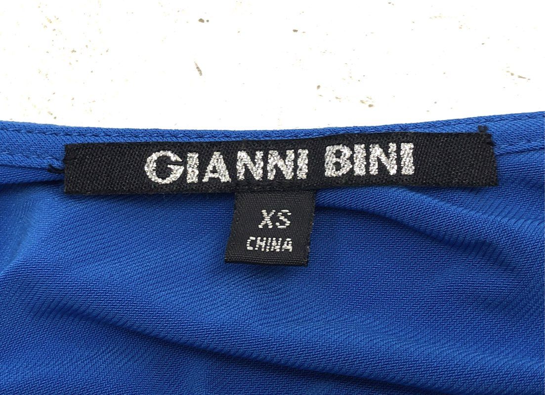 Gianni Bini Women's Aaliyah One Shoulder Pleated Atlantic Blue Knit Dress Sz XS