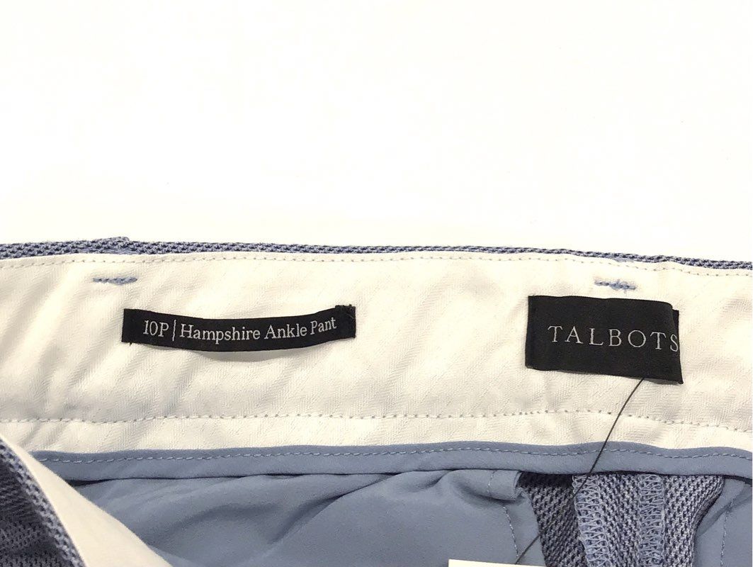 Talbots Women's Hampshire Ankle Pant Blue Textured Dress Pants NWT Sz 10P