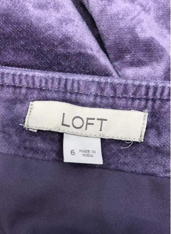 LOFT Women's Purple Corduroy Velveteen Mini Skirt Side Zip Lined Sz 6