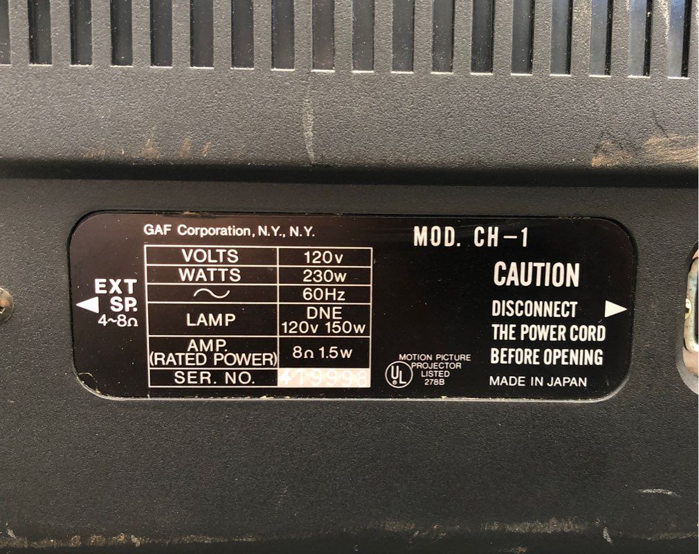 Vintage GAF 2000 S Super 8 Sound Movie Projector Home Movie Film