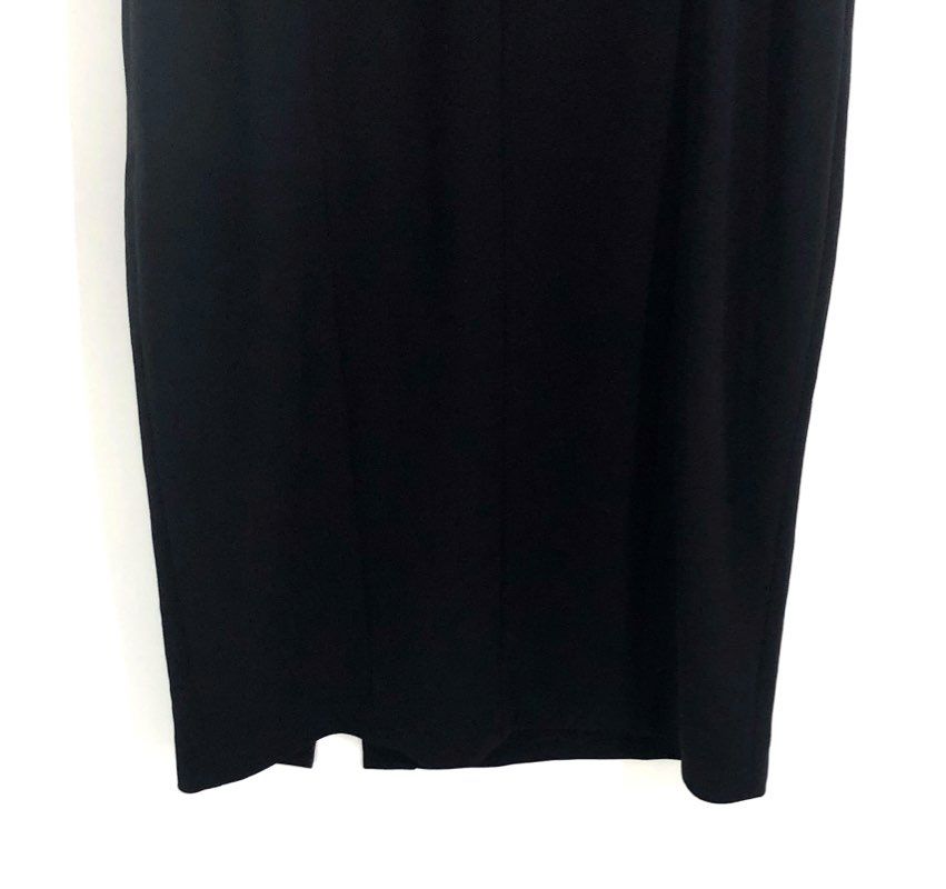 DKNY Women's Black V-Neck Gold Hardware Back Midi Sheath Dress Sz 12 NWT