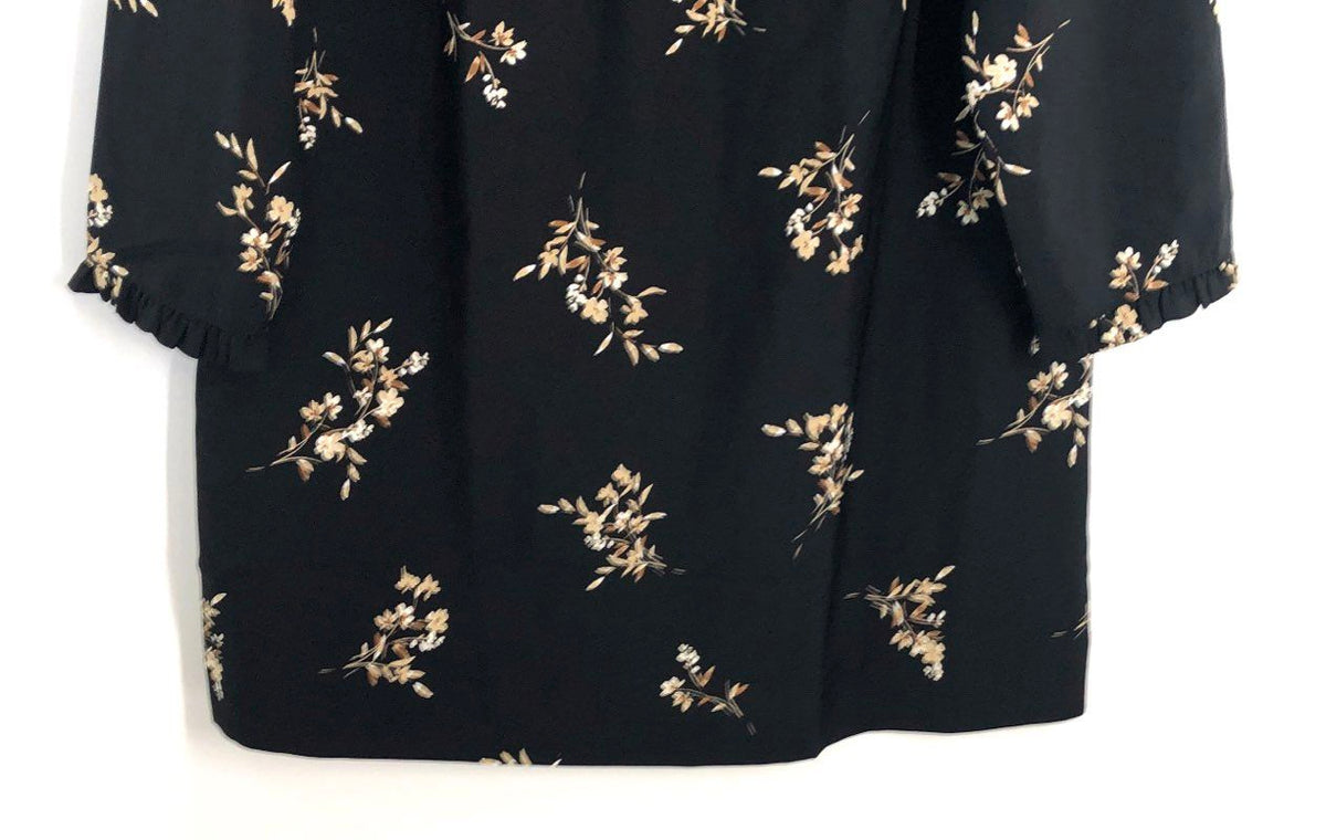 J.Crew Women's Black Floral Ruffle Neck Long Sleeve Dress NWT Sz 12P