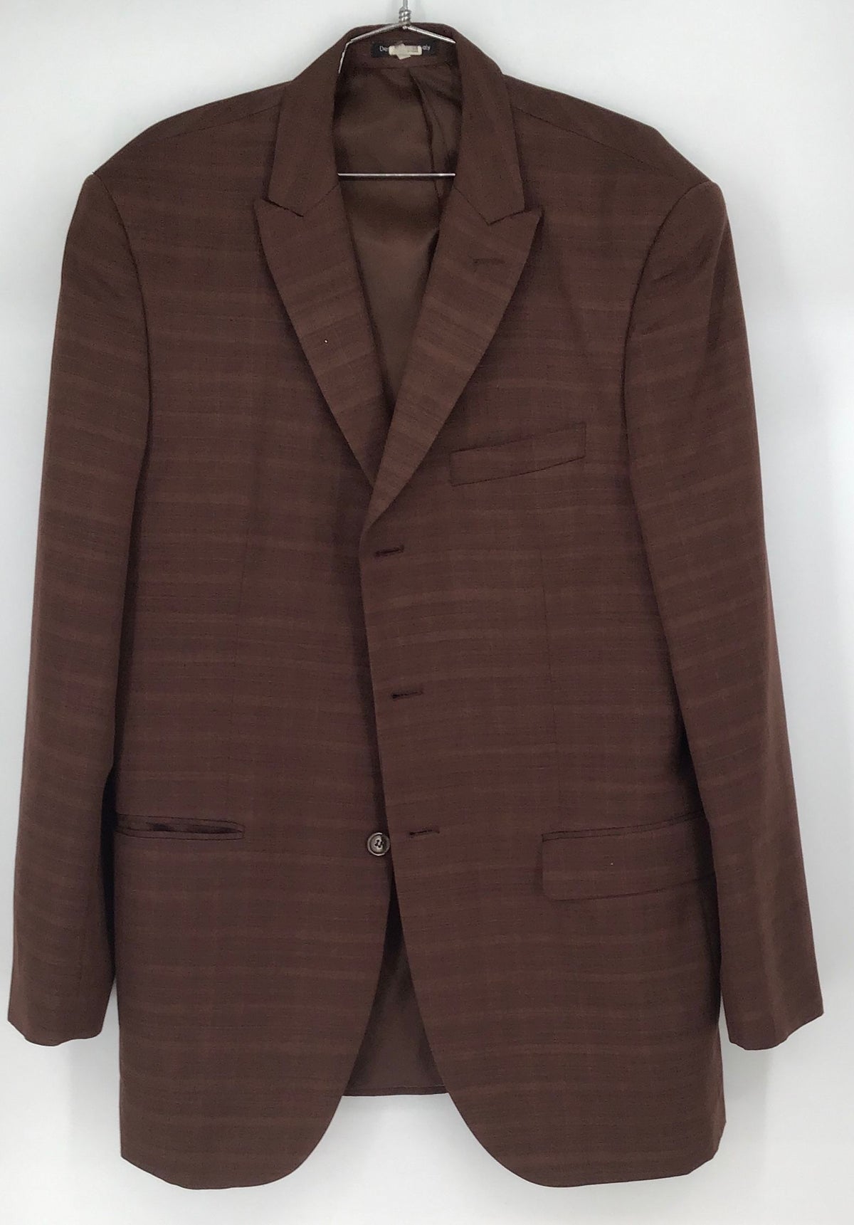 Tessori Men&#39;s Brown Check Single-Breasted 2-Piece Suit Pant Set - Size 42/36L