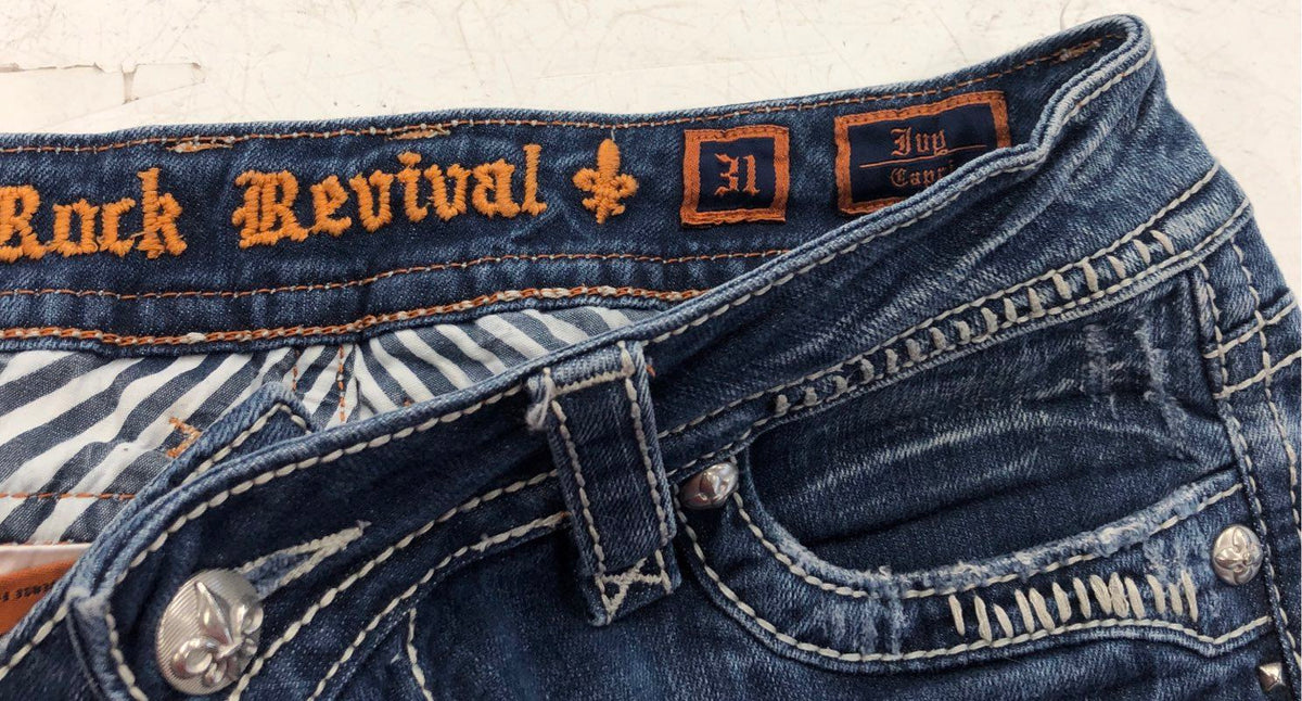 Rock Revival Women's Blue Denim Capri Jeans - Size 31