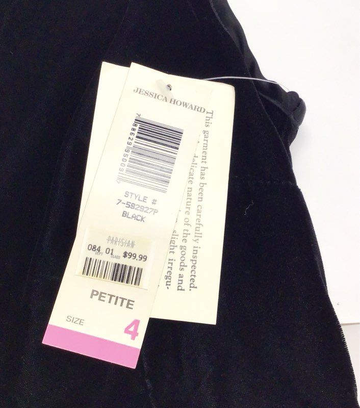 Vintage 90s Jessica Howard Women's NWT Black Velvet Peplum Top Vest Sz 4P