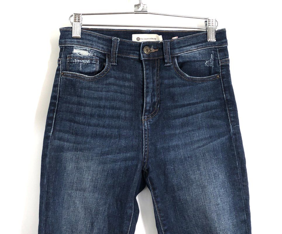 The Impeccable Pig Women's Dark Blue Distressed High Rise Skinny Jeans Sz 26