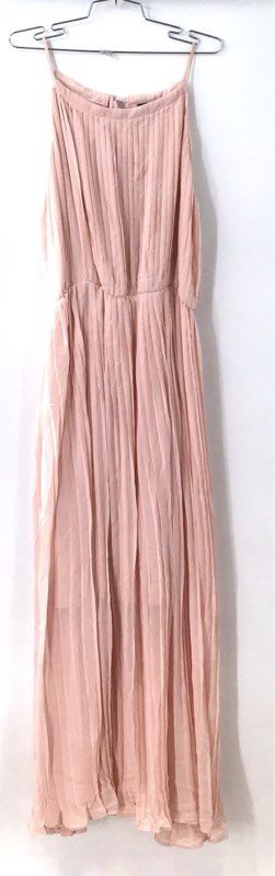 Madison Women's Pink Pleated Spaghetti Strap Maxi Dress Belted NWT Sz XL