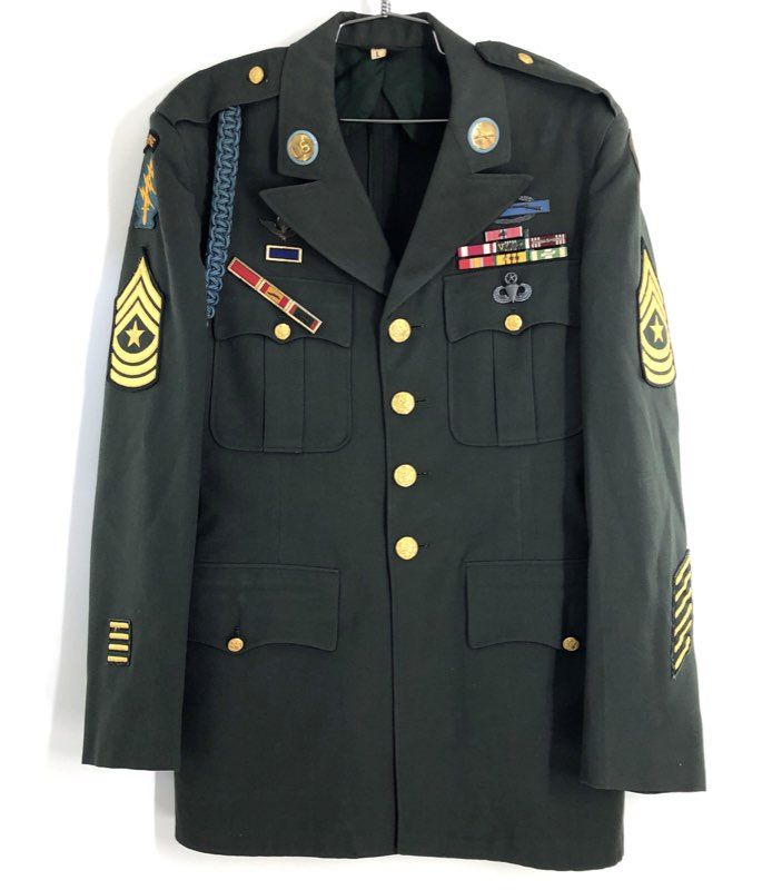 Vintage 90s US Army Special Forces Ranger Dress Green Service Coat Jacket Sz 38L