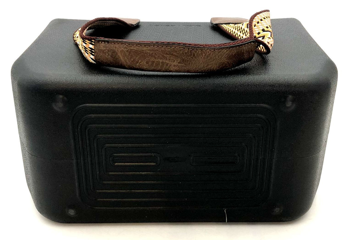 Versa Black Rubber Tote with Multicolor Geometric Pattern Interchangeable Strap