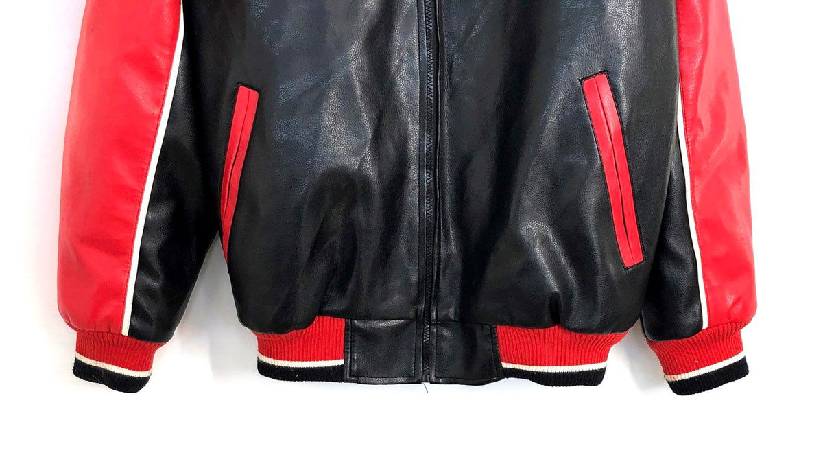 NHL Chicago Blackhawks Men's Faux Leather Western Conference Patch Jacket Sz L
