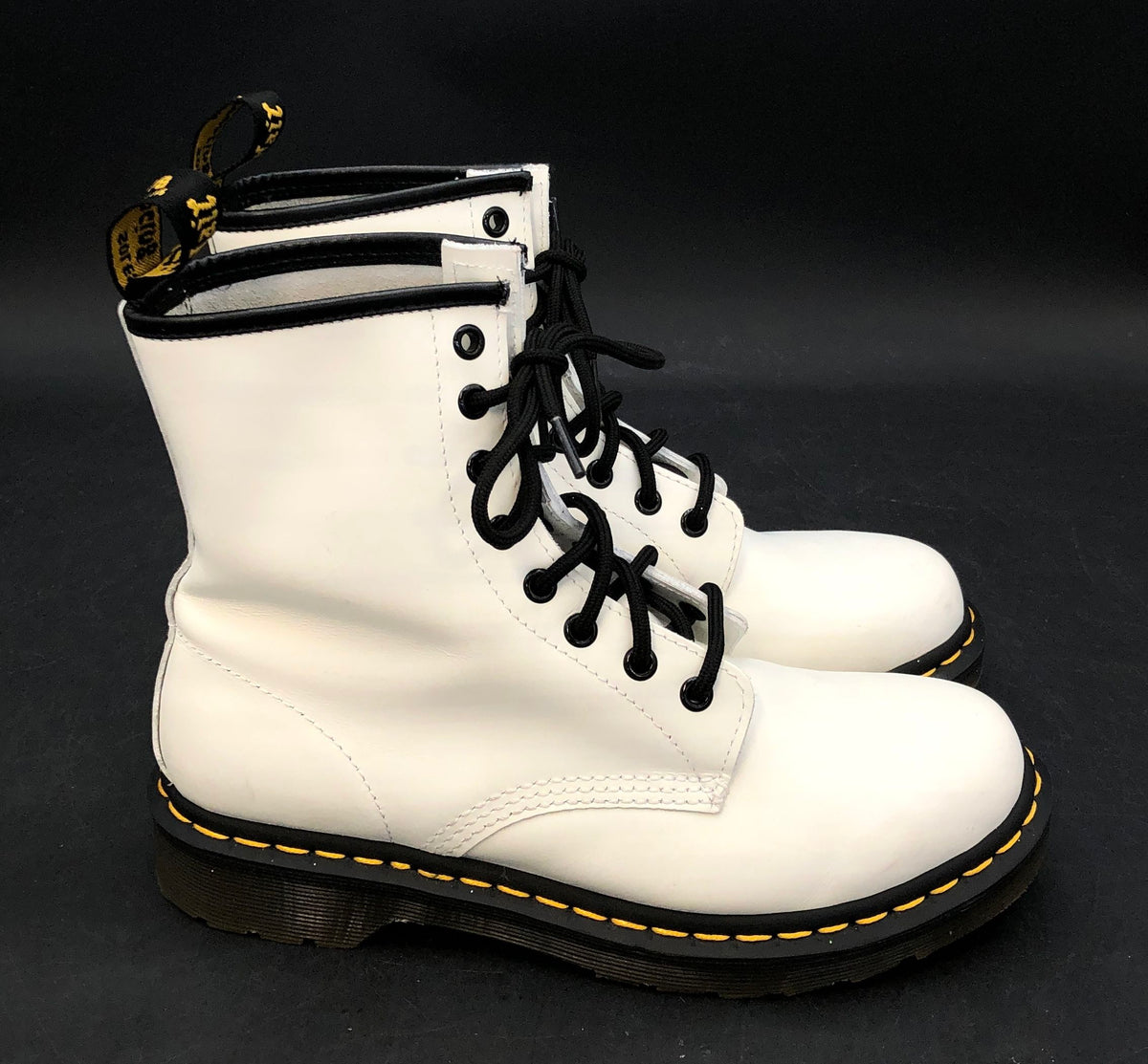 Dr. Martens 1460 W White Leather 8-Eye Lace Up Boots Women Size 8