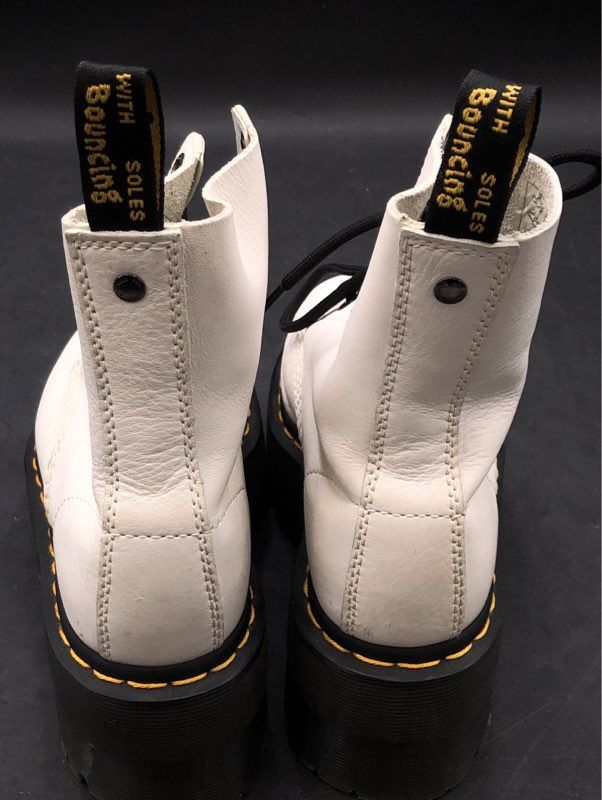 Dr. Martens 1460 Pascal Max White Leather Platform Boots Women's Size 5