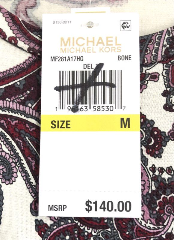 Michael Kors Women's Bone Purple Paisley Long Sleeve Ring Wrap Dress NWT Sz M