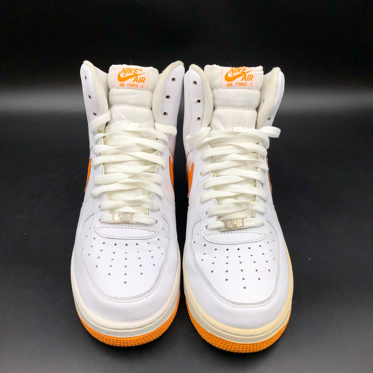 Nike Air Force 1 High White Vivid Orange Sneakers Men's Size 10.5 COA