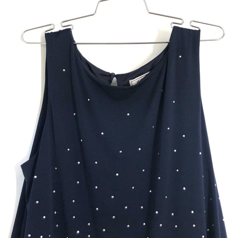 J. Howard Women's Navy Blue Rhinestone Tiered Dress BK7M9399 NWT Sz 16