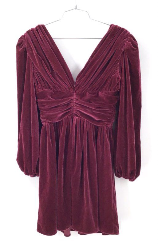Gianni Bini NWT Jam Mariah Velvet Ruched V-Neck Mini Dress Women's Size 4