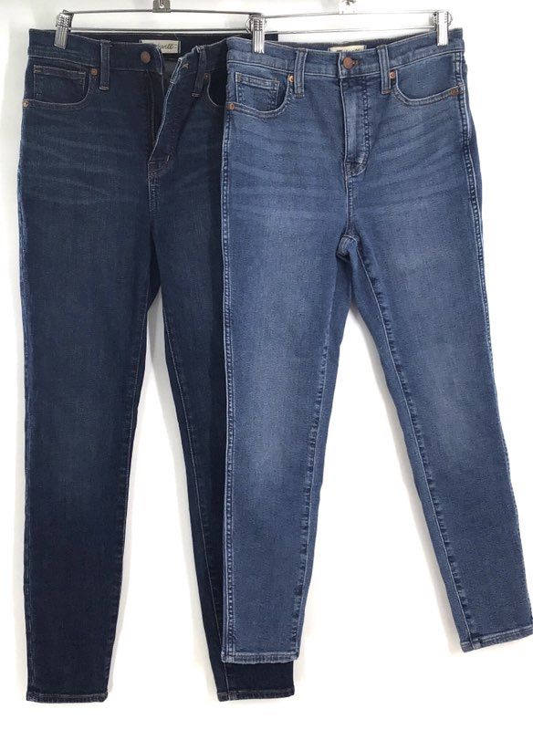 Madewell Women's 11" High-Rise Skinny Jeans Dark Medium Wash Set of 2 Sz 26