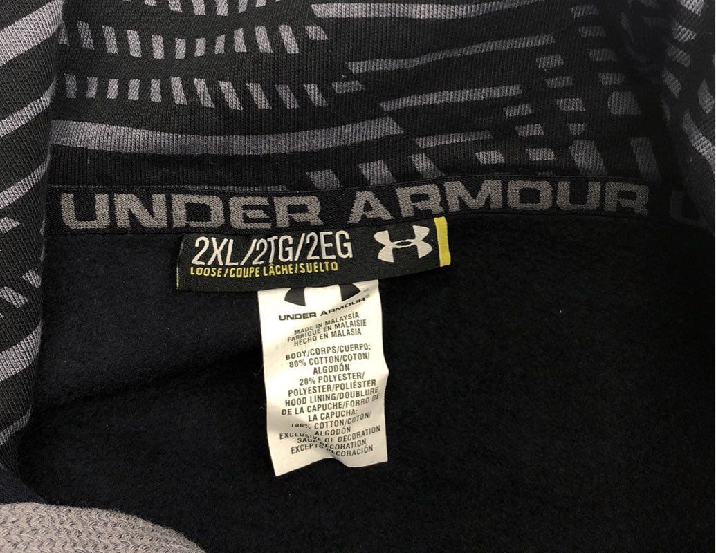 Under Armour Men's Storm Hoodie Black Fleece Pullover Loose Fit Sz 2XL