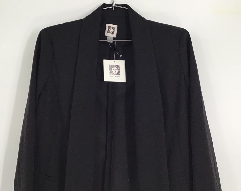 NWT Anne Klein Women&#39;s Black Shawl Collar Open Front Blazer - Size Small