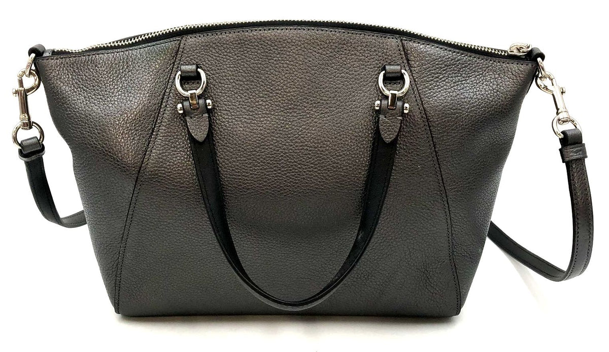 Coach 22788 Metallic Pewter Leather Prairie Satchel w/ Silver-Tone Detail (+COA)