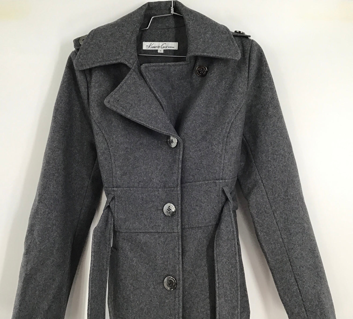 Kenneth Cole Women&#39;s Gray Trench Coat - Size 6