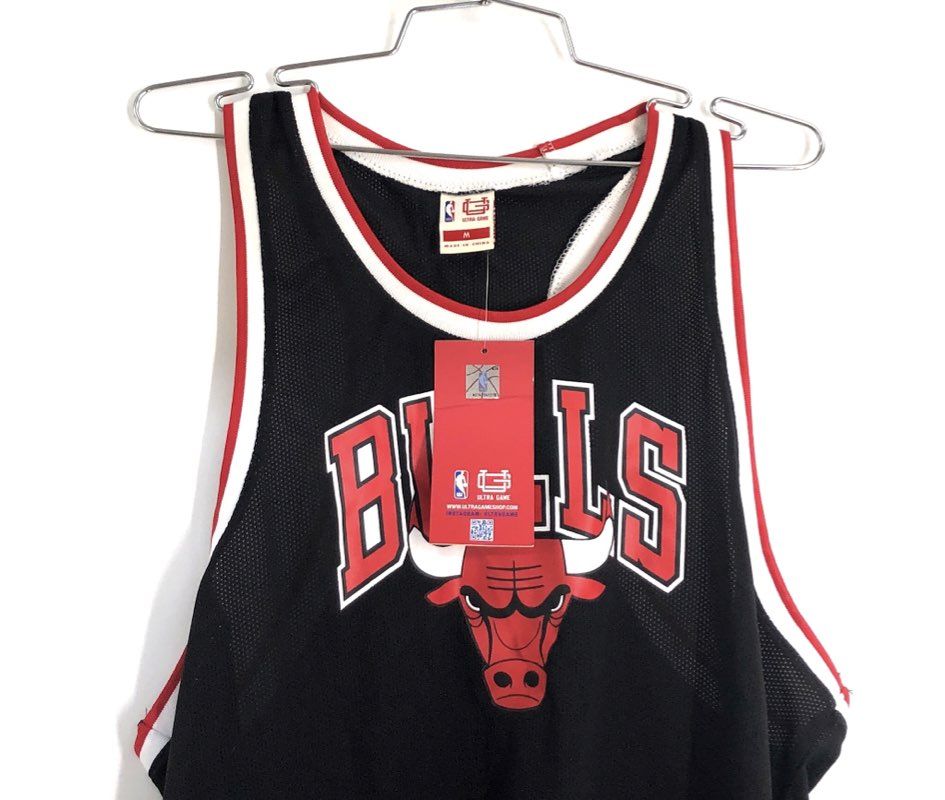 Ultra Game Men's NBA Chicago Bulls Jersey Black Mesh Graphic Sleeveless NWT Sz M