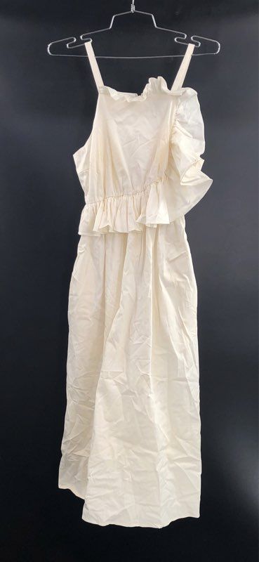 Crosby Women's White Genevieve Ruffle Cotton Blend Midi Dress Sz XS NWT