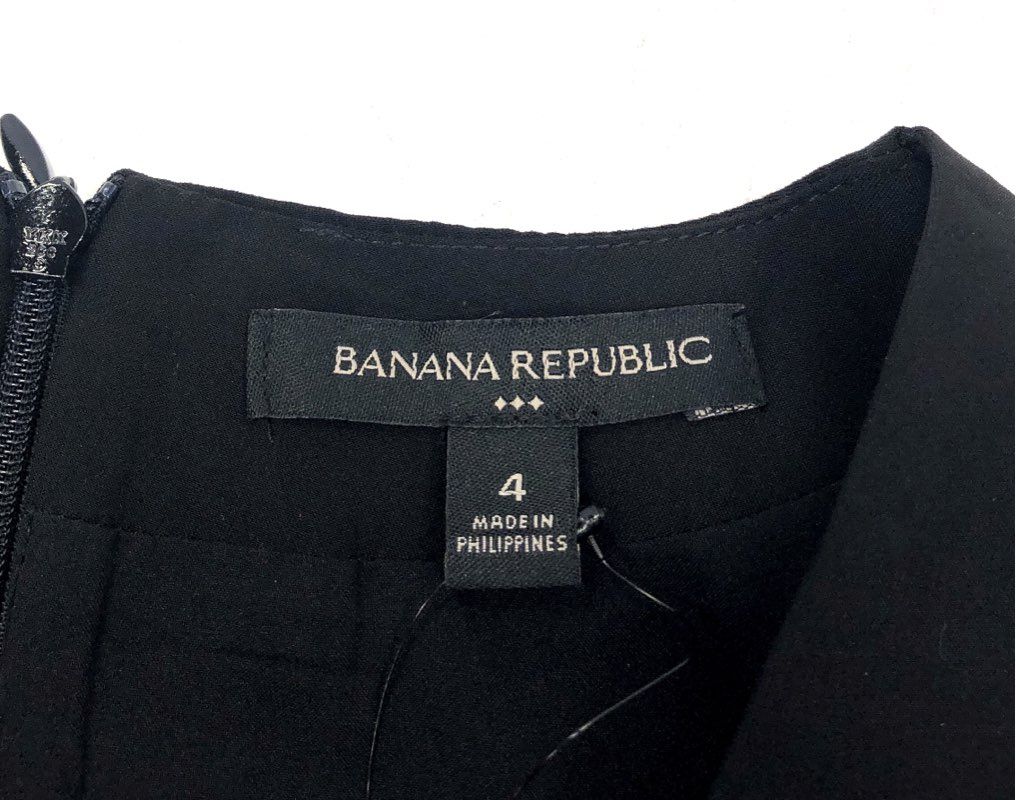 Banana Republic Women's Black Ruched V-Neck Long Sleeve Midi Dress Sz 4 NWT