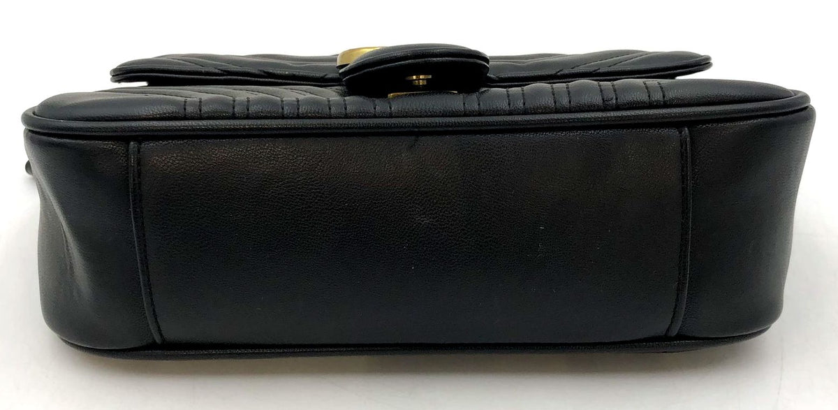 Gucci Inspired Marmont GG Black Quilted Faux Leather Shoulder Bag