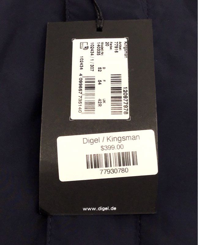 Digel Men's NWT Kingsman Navy Lightweight Jacket Blazer Slim Fit Size L 52