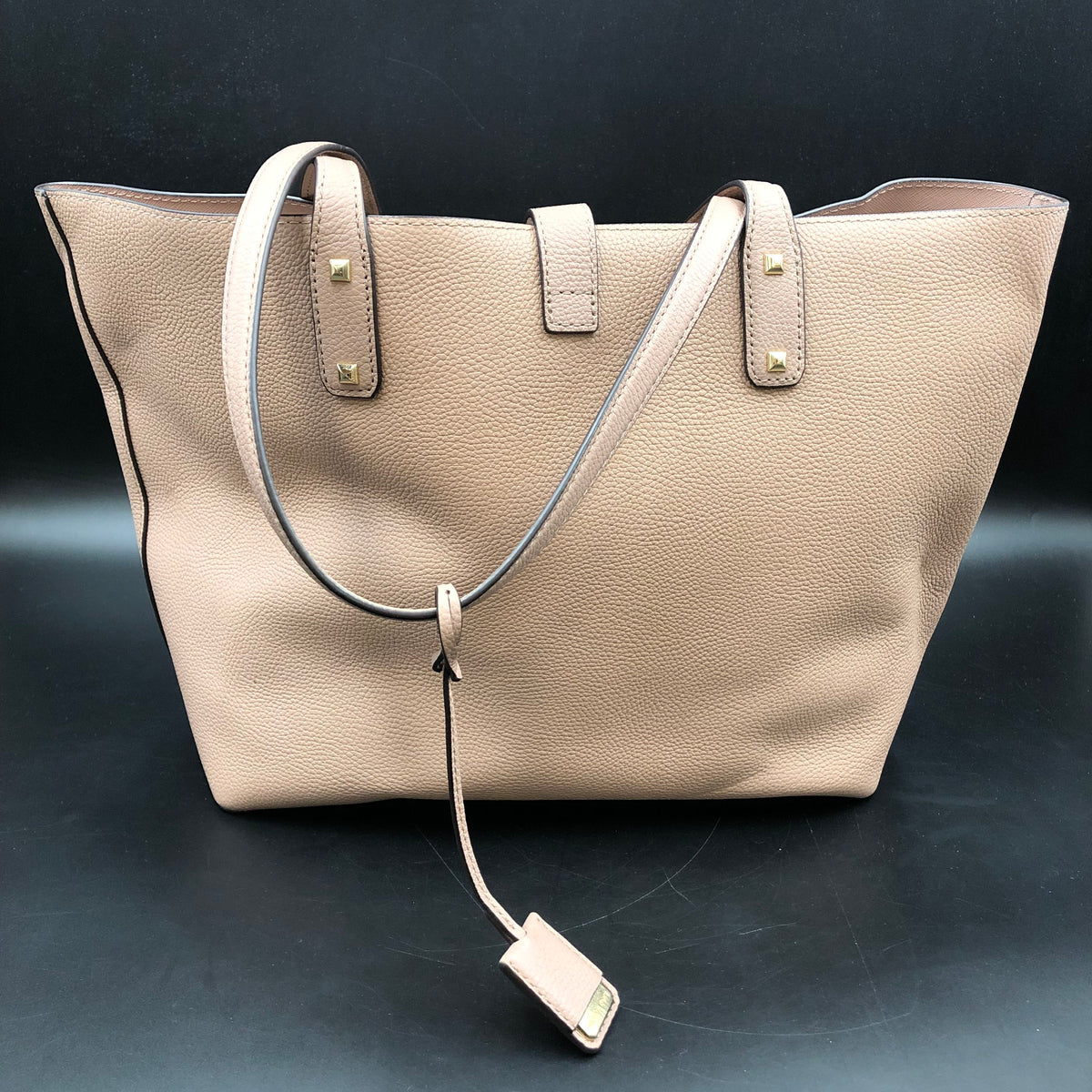 Michael Kors Mauve Leather Rivington Turn Lock Tote Bag Gold Hardware COA