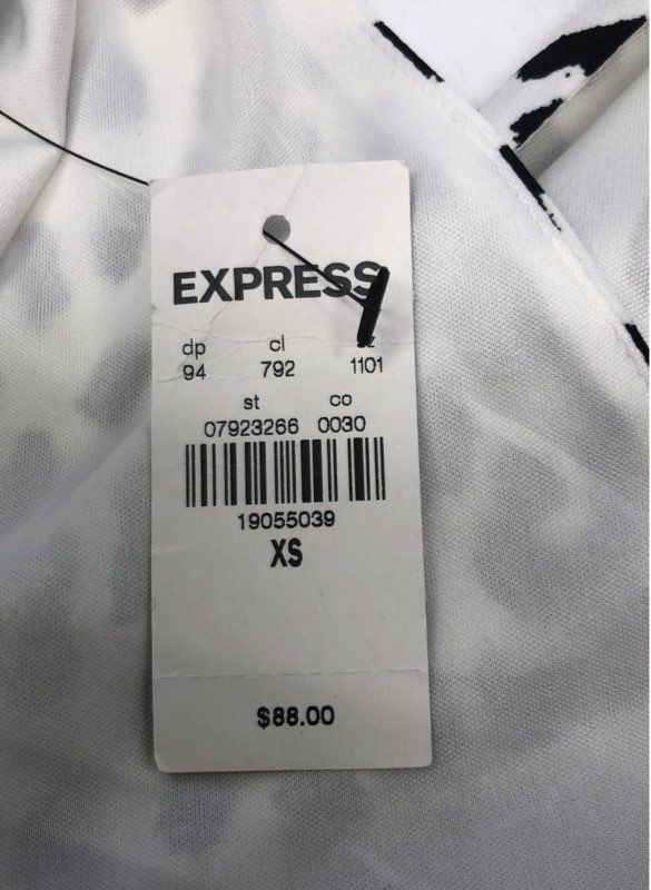 Express Women Leopard Print V-Neck Spaghetti Strap Wrap Dress White Black NWT XS