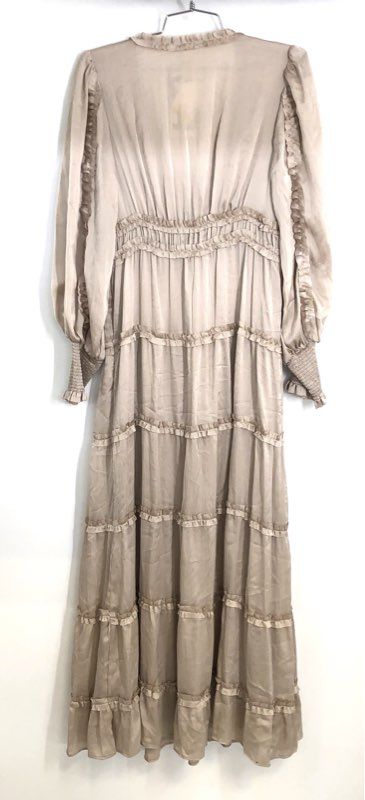 Chelsea and Violet Women's Champagne Toast Ruffle Tiered Maxi Dress NWT Sz S