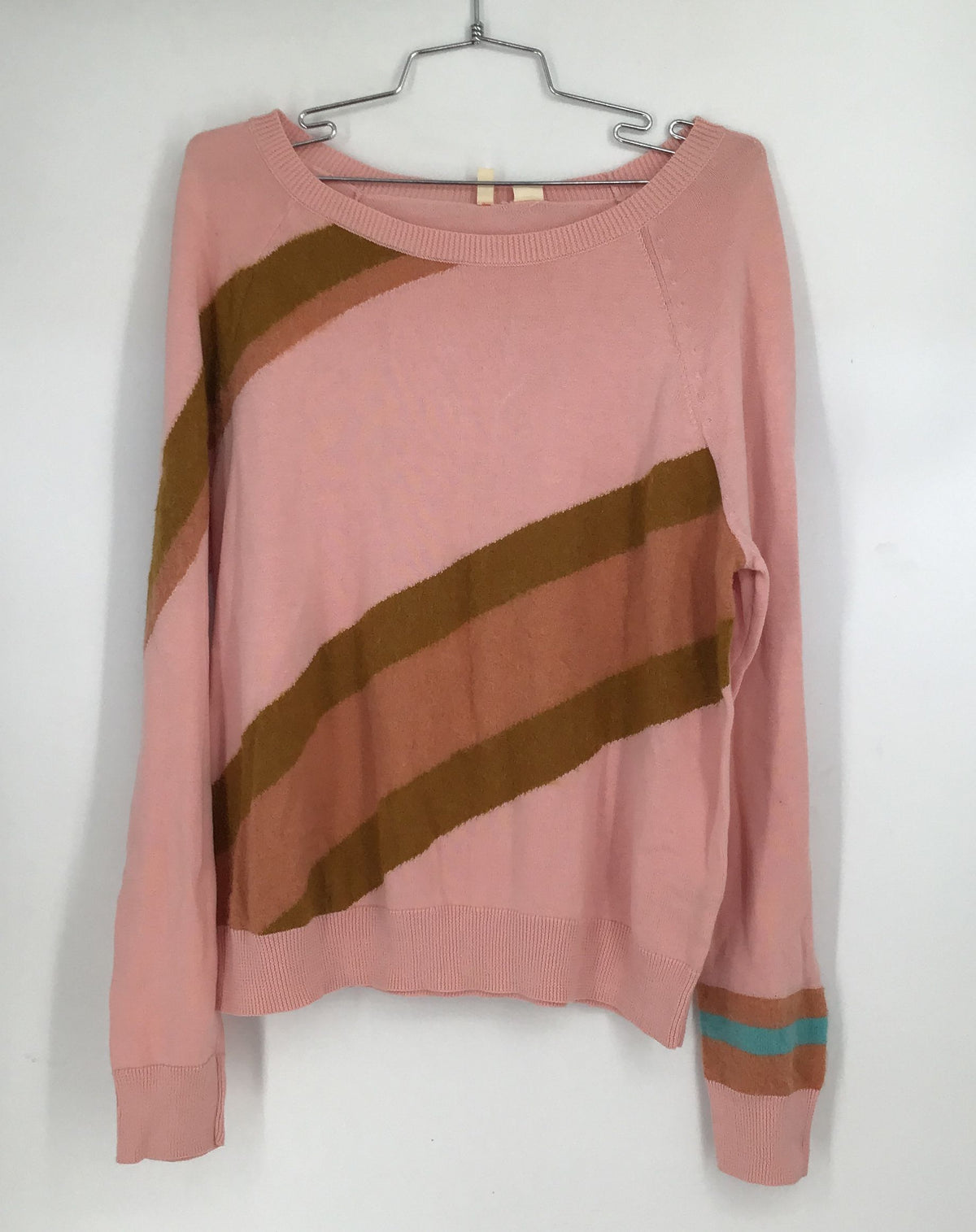 NWT Anthropologie Women&#39;s Pink Brown Long Sleeve Pullover Sweater - Size Large