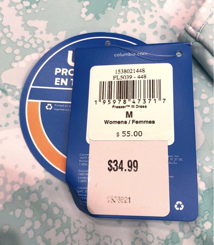 Columbia Women's PFG Freezer III Dress Blue White Sun Protection Sz M NWT