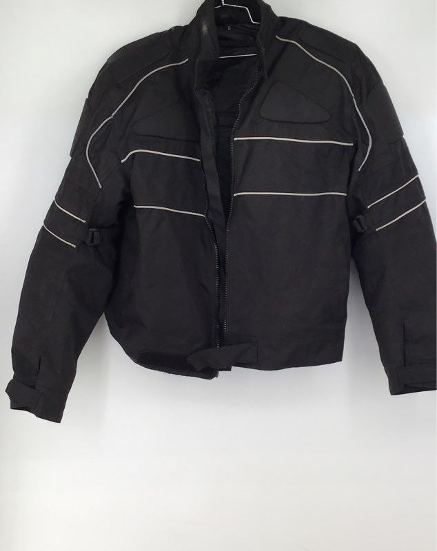 Men&#39;s Black Collared Full Zip Biker Jacket - Size Large