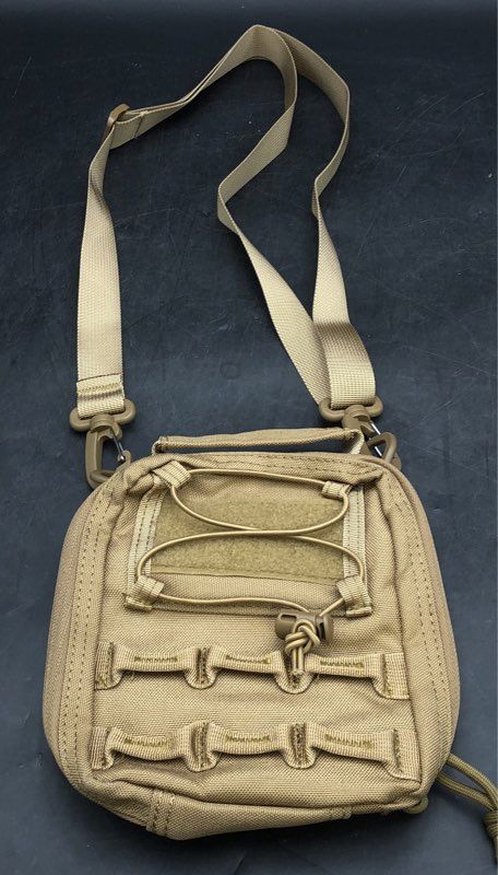 Men's Tan MOLLE Tactical Utility Pouch Admin Crossbody Shoulder Bag