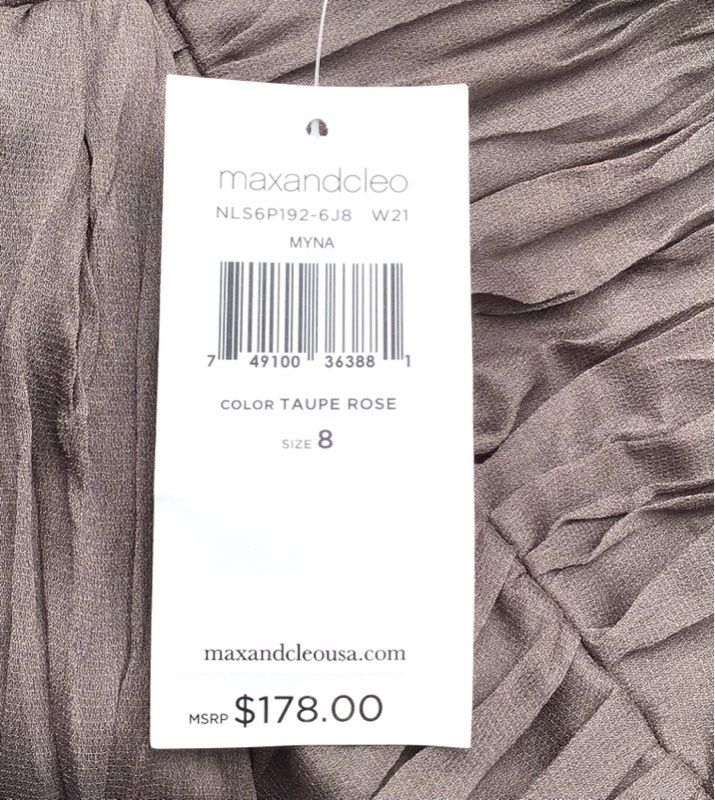 NWT Maxandcleo Taupe Rose Mini Dress - Size 8