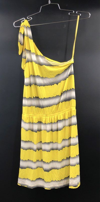 Gianni Bini Women's One Shoulder Shannon Knit Sundress Yellow Striped Sz S NWT